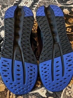 Women's Black and Blue Athletic Sneakers - Cushioned Grip Sole